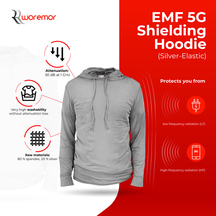 WOREMOR EMF Shielding Hoodie Silver-Elastic