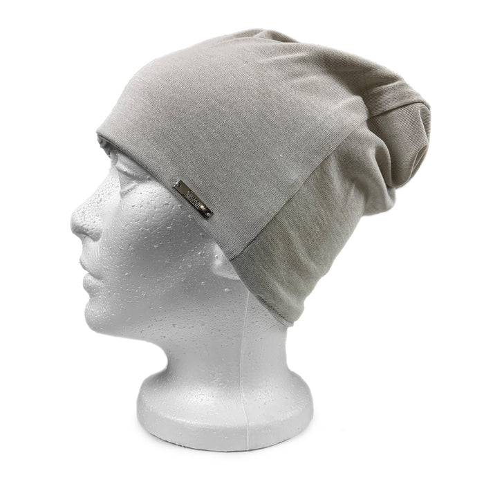 EMF 5G Radiation Protection Beanie - Silver Grey - Side View